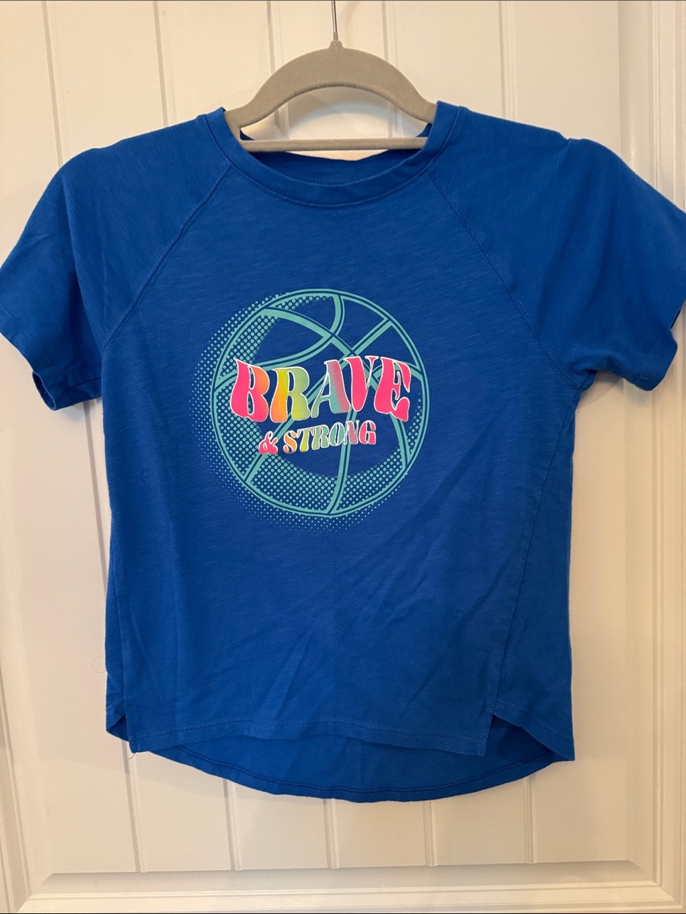 Athletic Works Blue Short-Sleeve Tee with Colorful 'Brave & Strong' Graphic